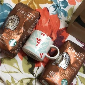 Starbucks coffee mug & two signature siren’s blend